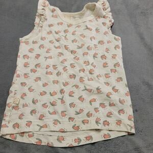 Childhood Shirt Girls 18-24 Months Cream Sage Tulip Floral Breathable Cotton Top